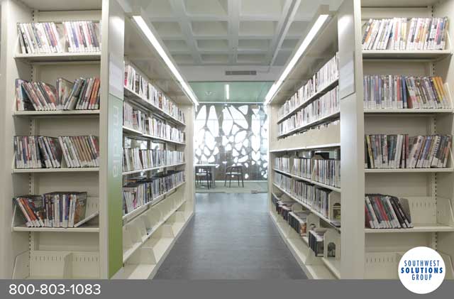 library multimedia adjustable shelving