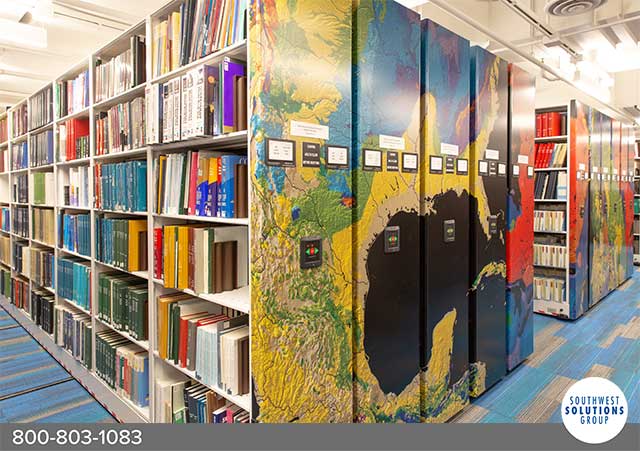high density mobile library shelves