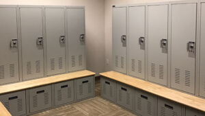 lockers with built in drawer and bench seat